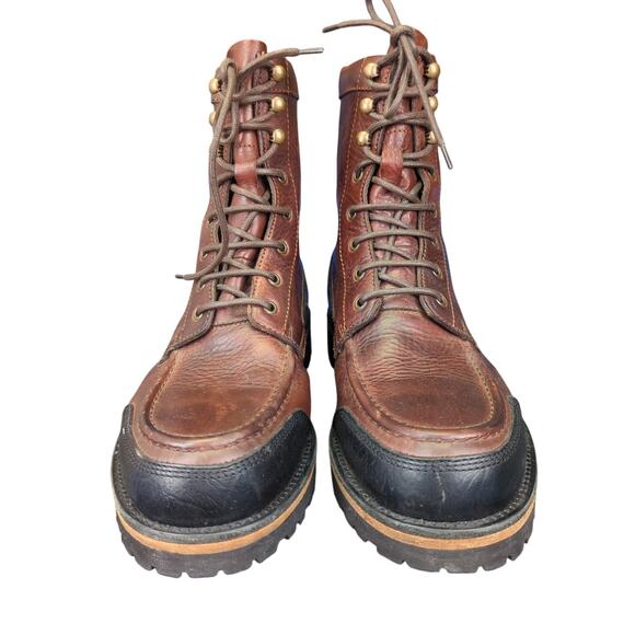 Belstaff Brown Leather‎ Moc Toe Boots Back Zip EU 42.5 Men's 8.5 Work Boots - Picture 3 of 9